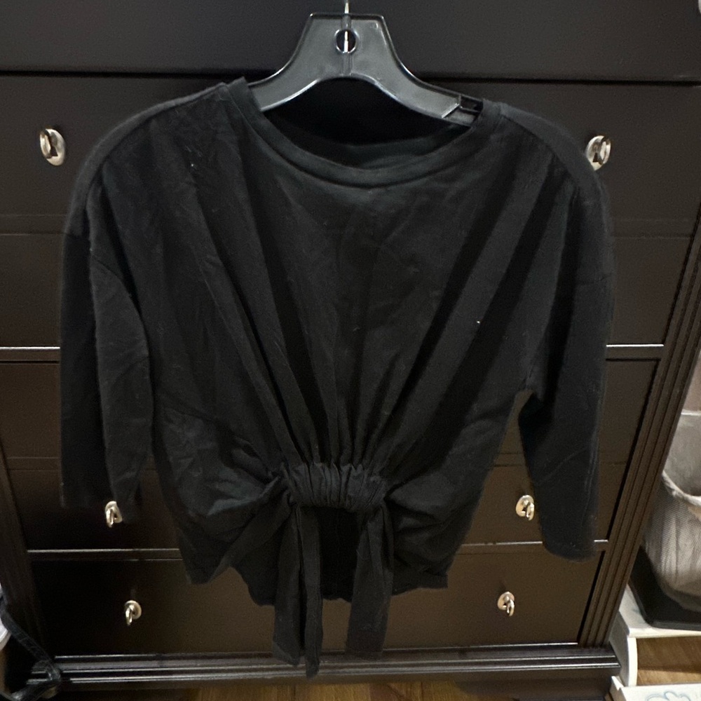 Castro Black Women's Top with Tie Detail